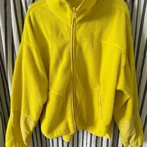 Free People Bright Yellow Fleece Jacket